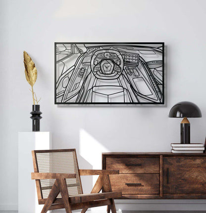 Corvette C8 Driver's Cockpit Metal Frame Wall Art - MT1467