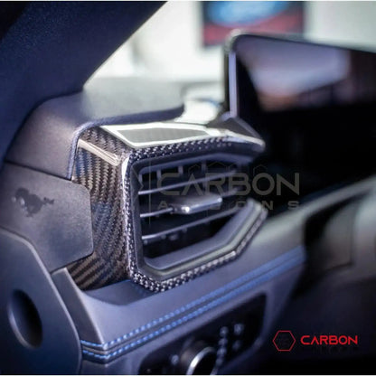Real Carbon Fiber Driver Side Dashboard AC vent Trim Cover for 2024+ Ford Mustang