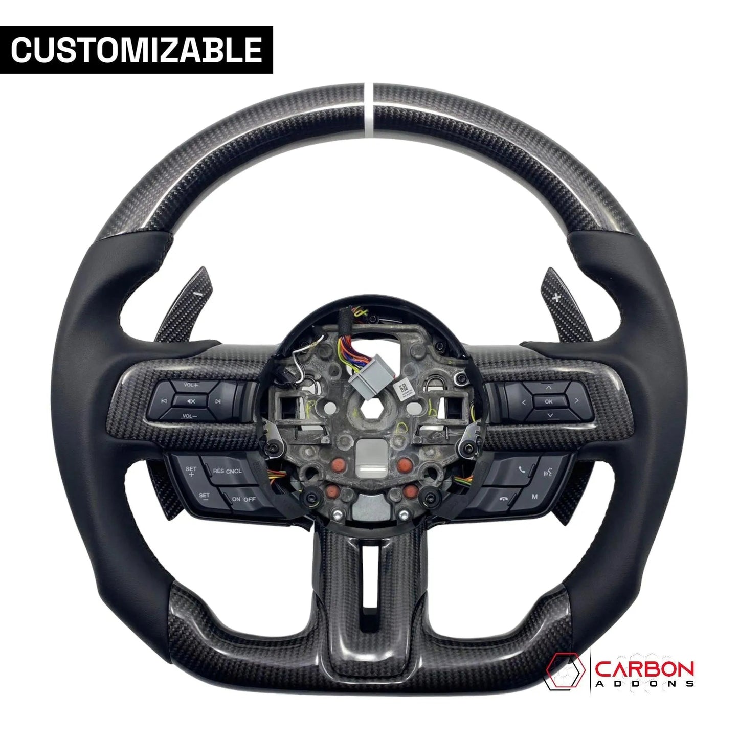 [Complete/Heated] Custom Carbon Fiber Steering Wheel for 2015-2023 Mustang