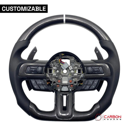 [Complete/Heated] Custom Carbon Fiber Steering Wheel for 2015-2023 Mustang
