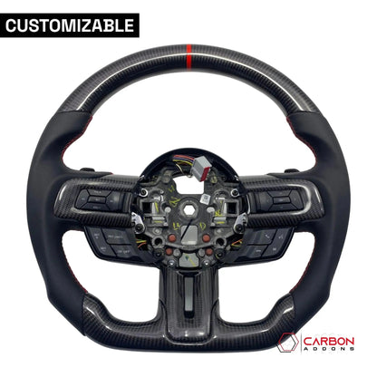 [Complete/Heated] Custom Carbon Fiber Steering Wheel for 2015-2023 Mustang