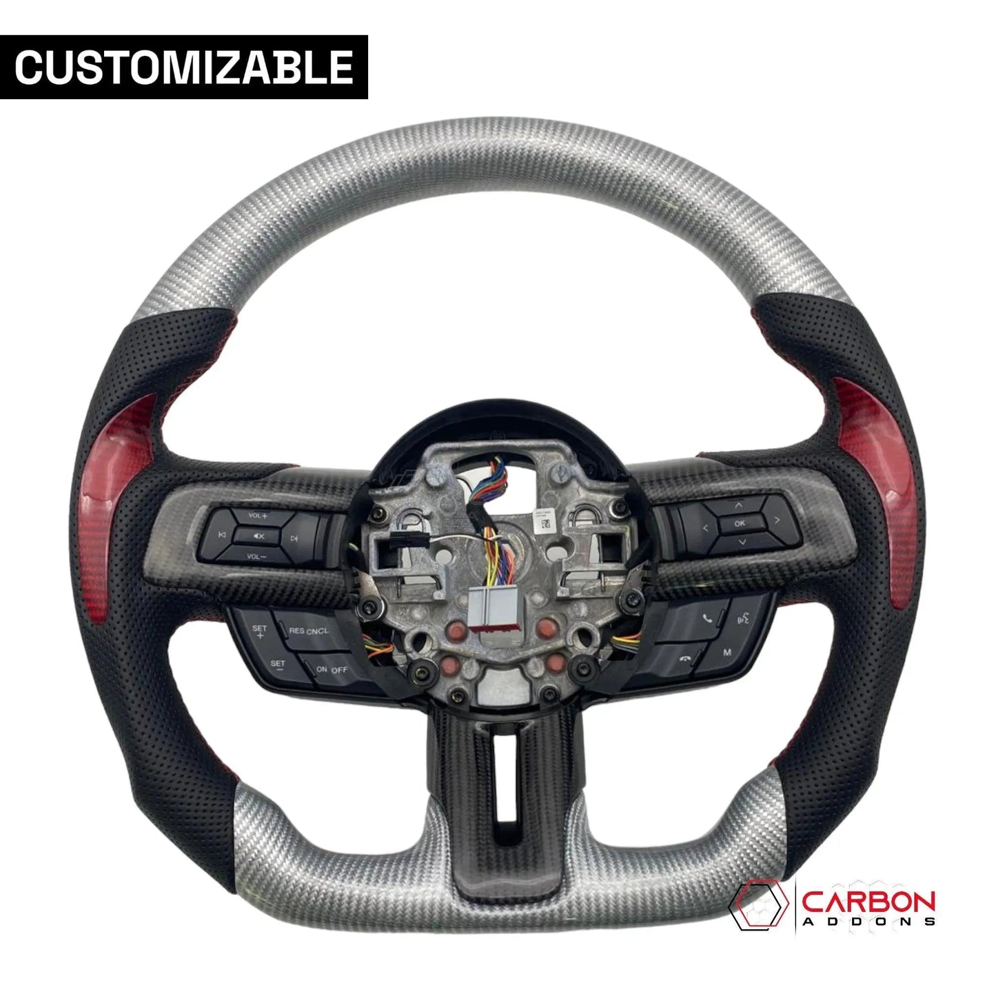 [Complete/Heated] Custom Carbon Fiber Steering Wheel for 2015-2023 Mustang