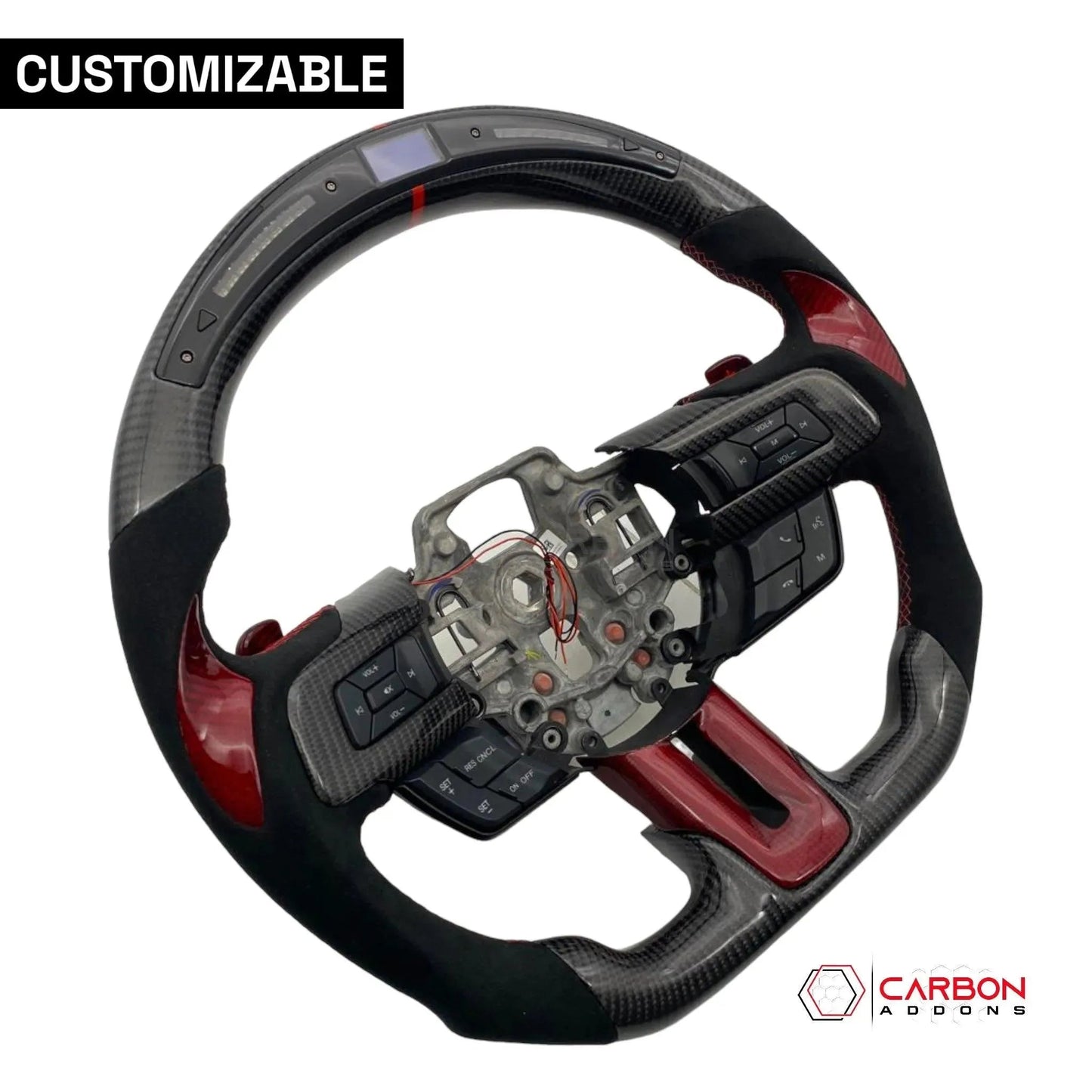 [Complete/Heated] Custom Carbon Fiber Steering Wheel for 2015-2023 Mustang