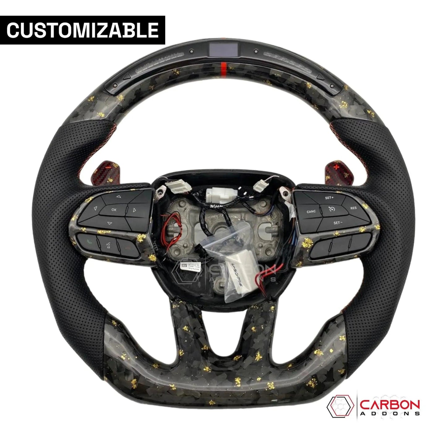 [Complete/Heated] Customizable Carbon Fiber Steering Wheel | 2015-2023 Dodge Charger Challenger Durango