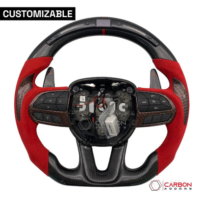 [Complete/Heated] Customizable Carbon Fiber Steering Wheel | 2015-2023 Dodge Charger Challenger Durango