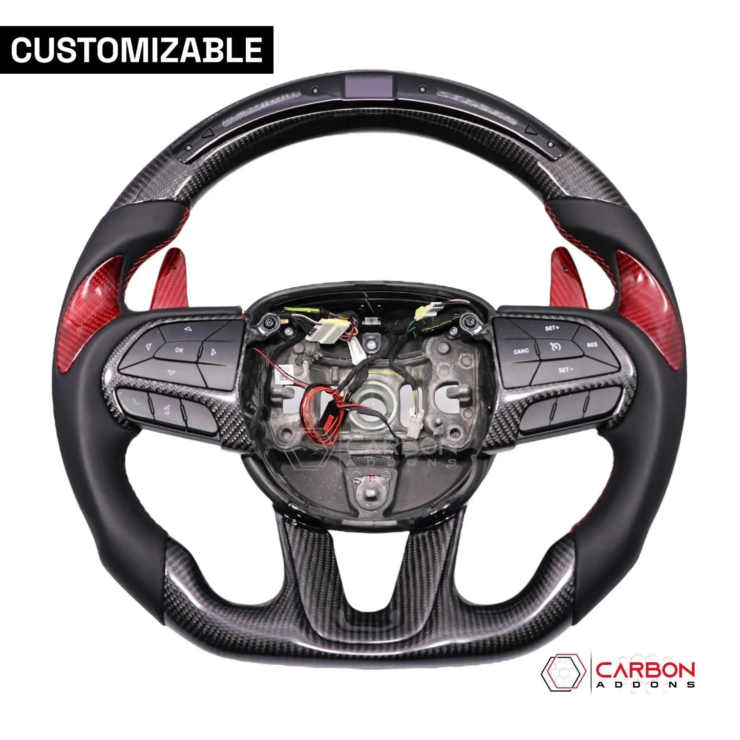 [Complete/Heated] Customizable Carbon Fiber Steering Wheel | 2015-2023 Dodge Charger Challenger Durango