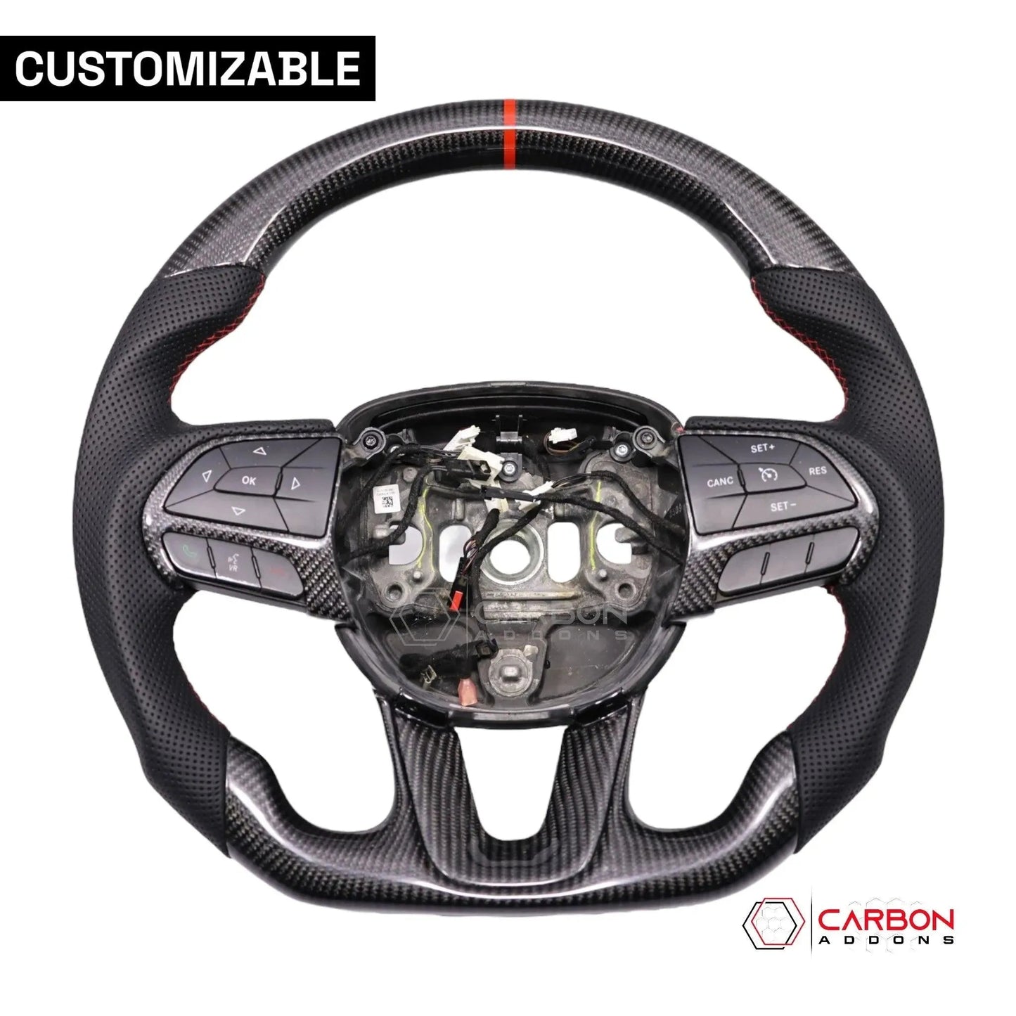 [Complete/Heated] Customizable Carbon Fiber Steering Wheel | 2015-2023 Dodge Charger Challenger Durango