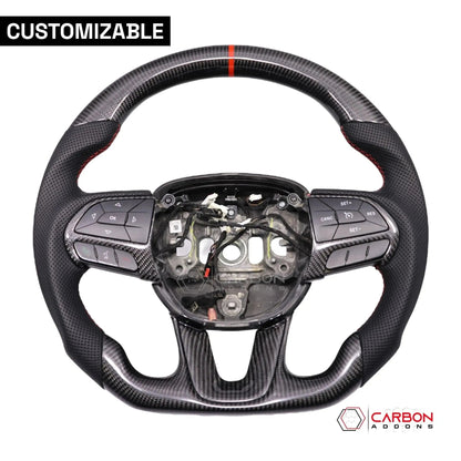 [Complete/Heated] Customizable Carbon Fiber Steering Wheel | 2015-2023 Dodge Charger Challenger Durango