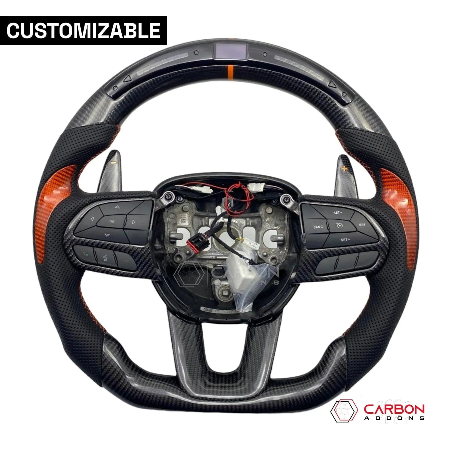 [Complete/Heated] Customizable Carbon Fiber Steering Wheel | 2015-2023 Dodge Charger Challenger Durango