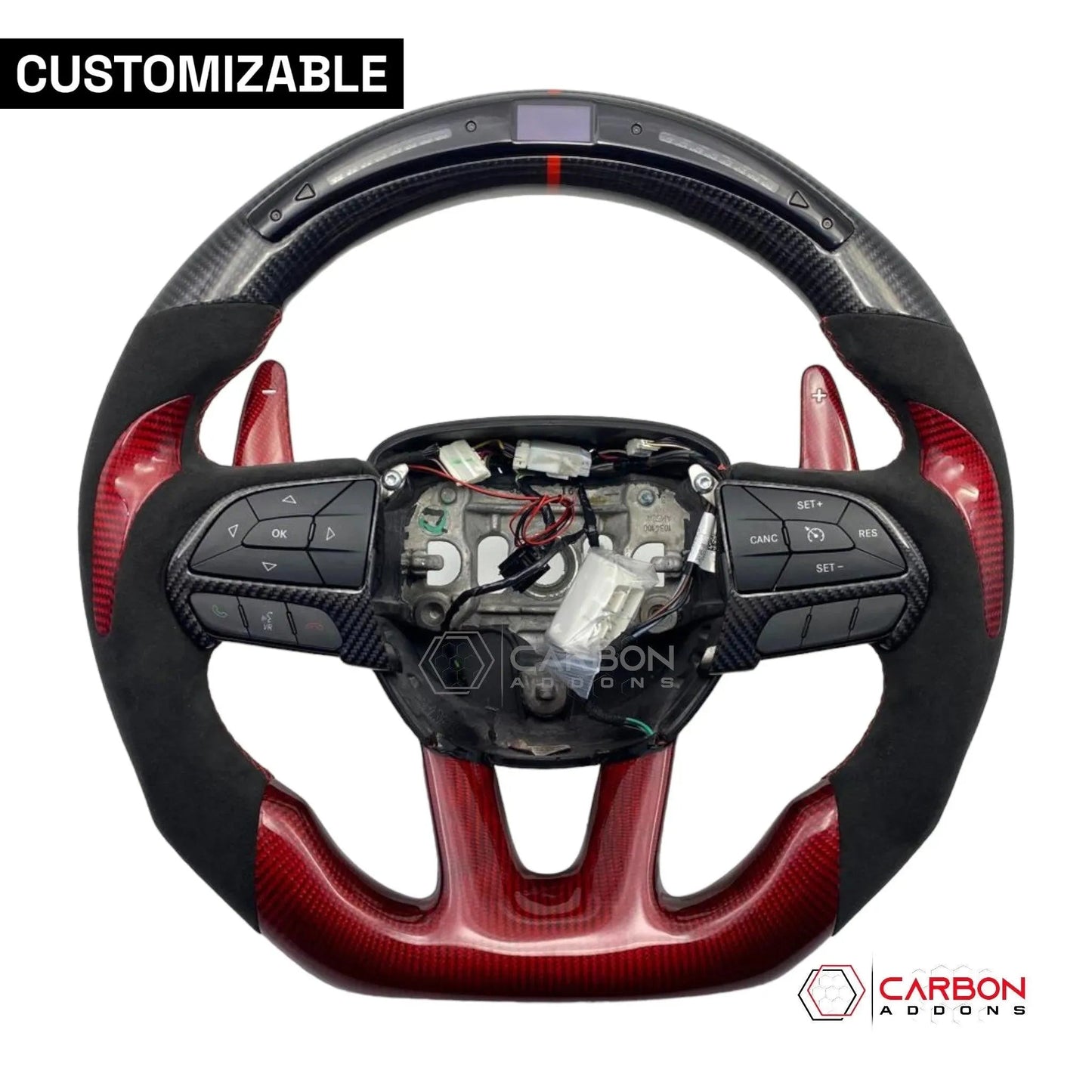 [Complete/Heated] Customizable Carbon Fiber Steering Wheel | 2015-2023 Dodge Charger Challenger Durango