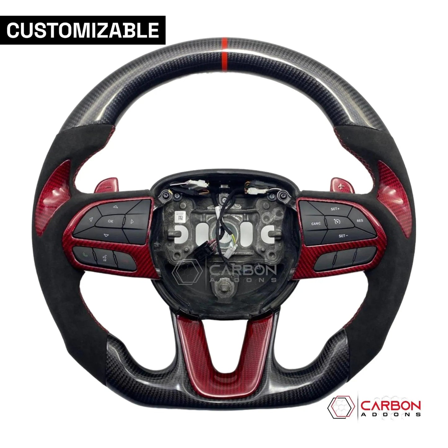[Complete/Heated] Customizable Carbon Fiber Steering Wheel | 2015-2023 Dodge Charger Challenger Durango