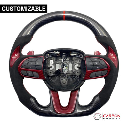 [Complete/Heated] Customizable Carbon Fiber Steering Wheel | 2015-2023 Dodge Charger Challenger Durango