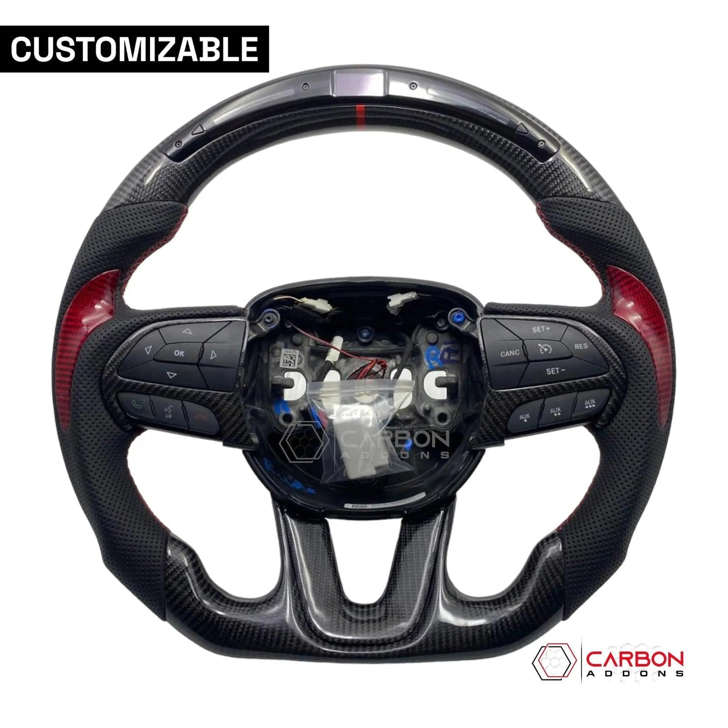 [Complete/Heated] Customizable Carbon Fiber Steering Wheel | 2015-2023 Dodge Charger Challenger Durango