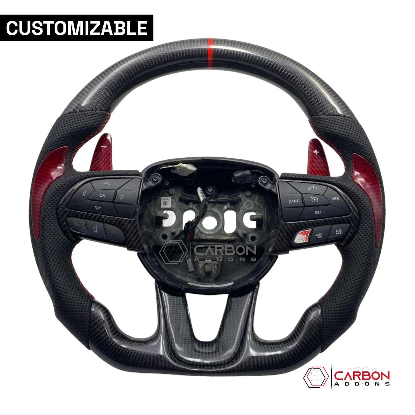 [Complete/Heated] Customizable Carbon Fiber Steering Wheel | 2015-2023 Dodge Charger Challenger Durango