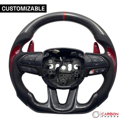 [Complete/Heated] Customizable Carbon Fiber Steering Wheel | 2015-2023 Dodge Charger Challenger Durango
