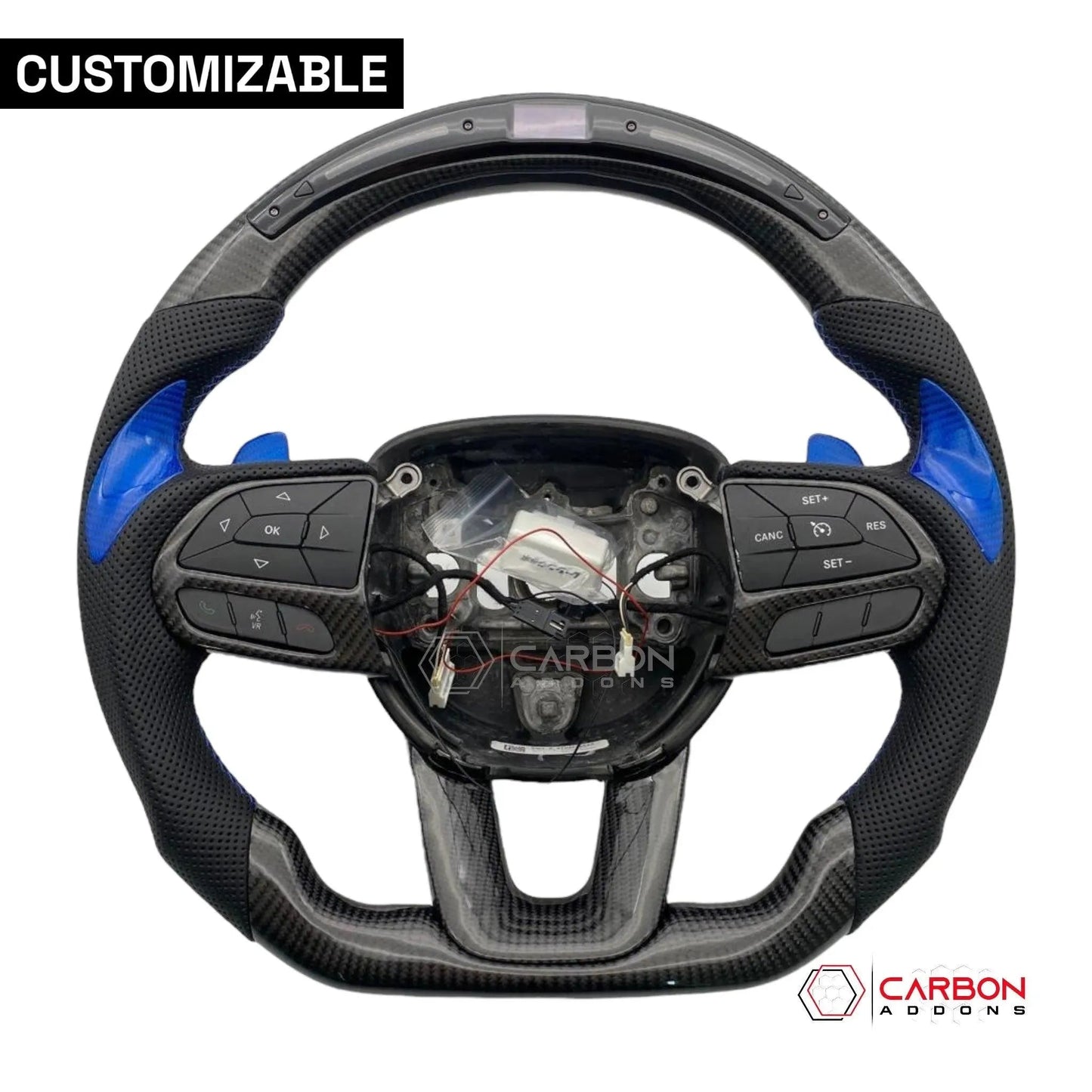 [Complete/Heated] Customizable Carbon Fiber Steering Wheel | 2015-2023 Dodge Charger Challenger Durango