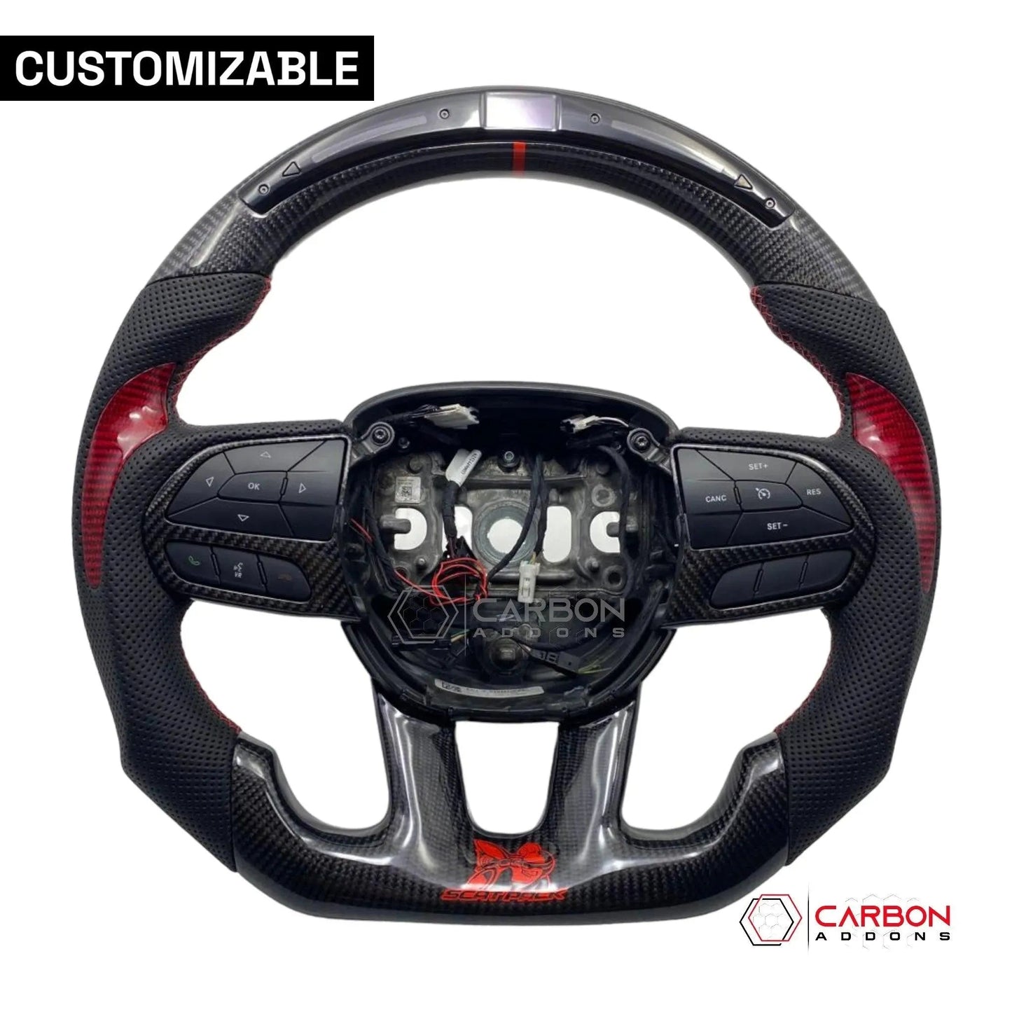 [Complete/Heated] Customizable Carbon Fiber Steering Wheel | 2015-2023 Dodge Charger Challenger Durango