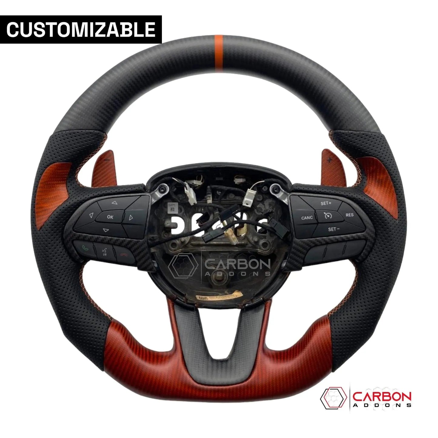 [Complete/Heated] Customizable Carbon Fiber Steering Wheel | 2015-2023 Dodge Charger Challenger Durango
