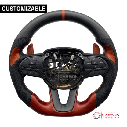 [Complete/Heated] Customizable Carbon Fiber Steering Wheel | 2015-2023 Dodge Charger Challenger Durango