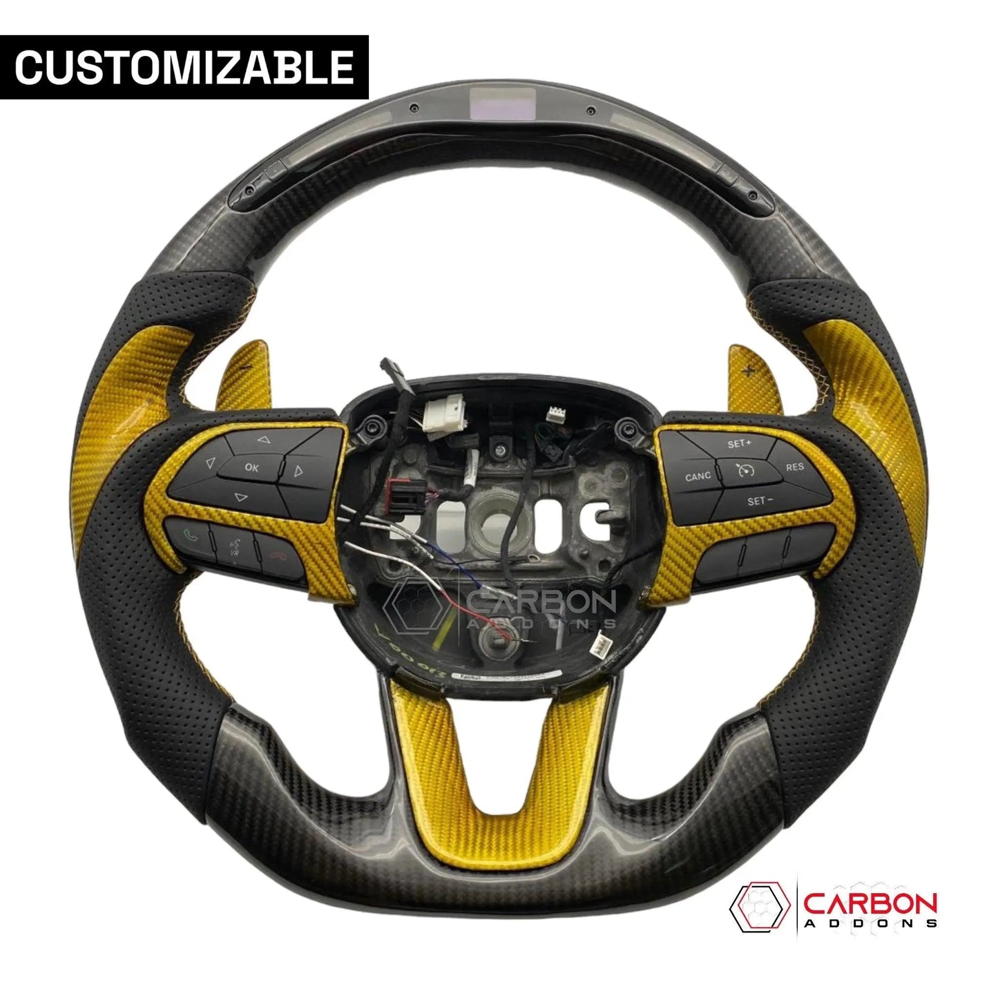 [Complete/Heated] Customizable Carbon Fiber Steering Wheel | 2015-2023 Dodge Charger Challenger Durango