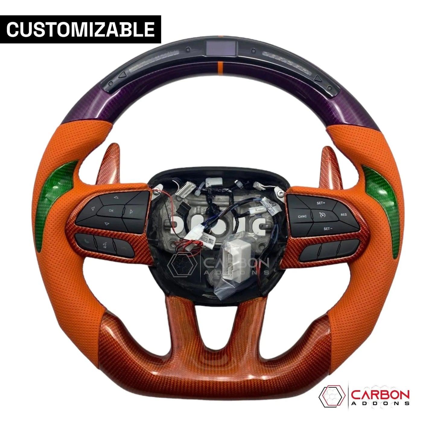 [Complete/Heated] Customizable Carbon Fiber Steering Wheel | 2015-2023 Dodge Charger Challenger Durango