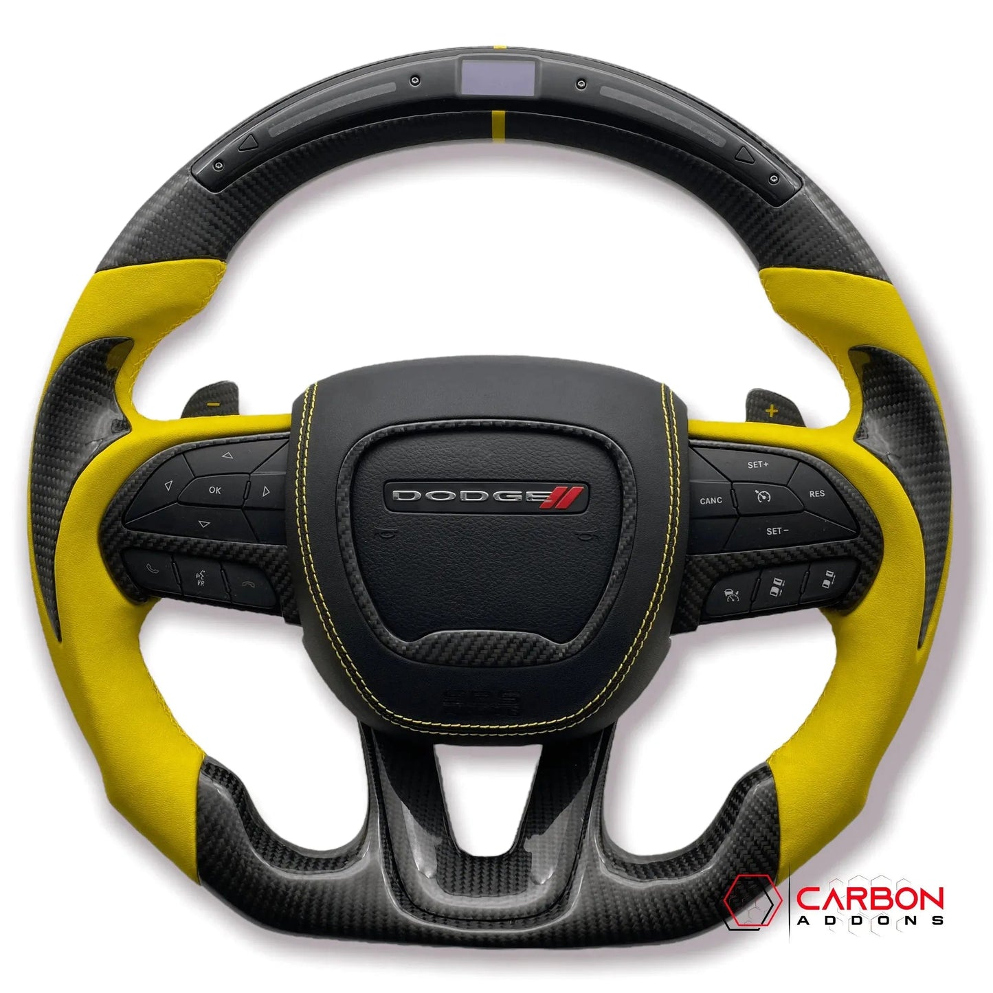 [Complete/Heated] Customizable Carbon Fiber Steering Wheel | 2015-2023 Dodge Charger Challenger Durango