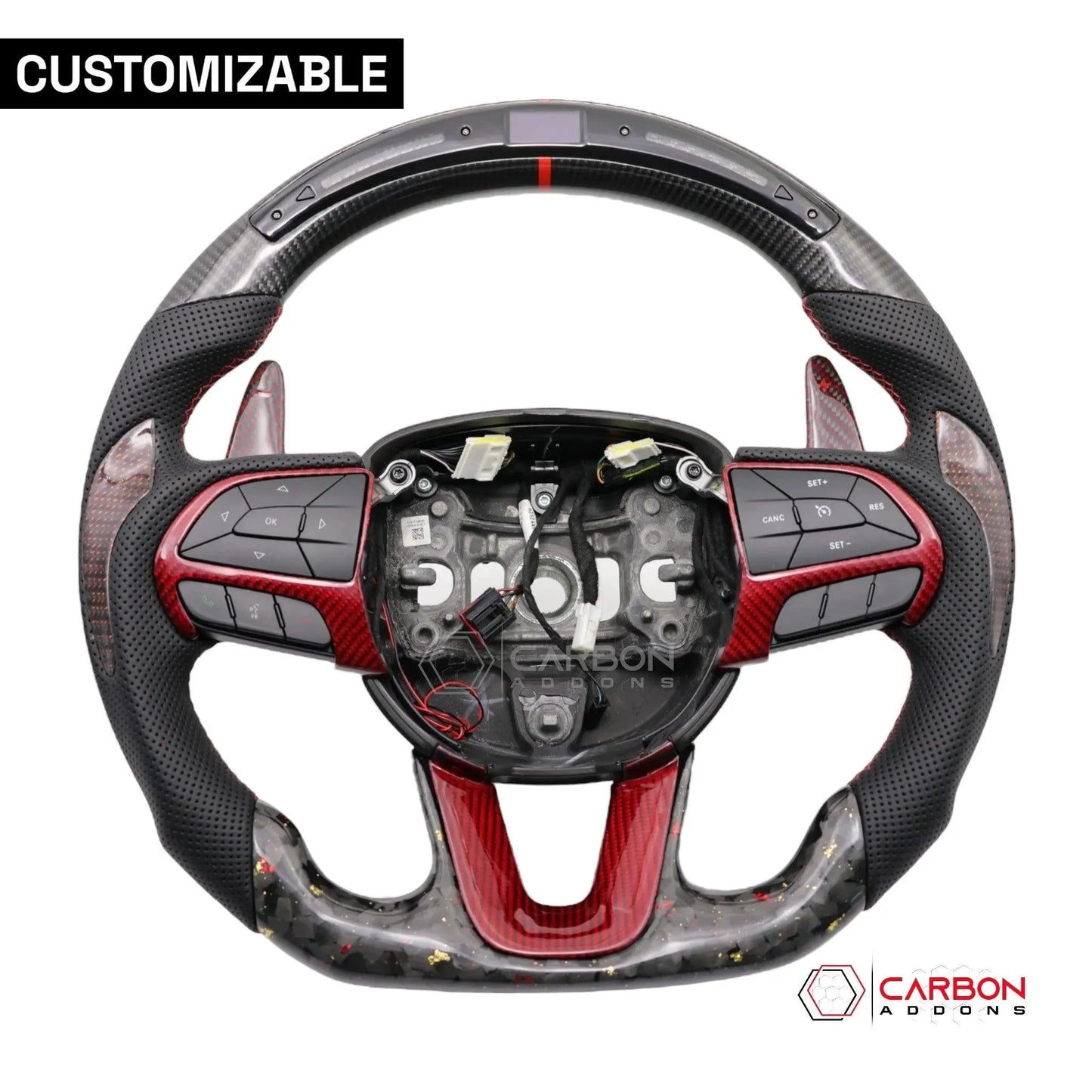 [Complete/Heated] Customizable Carbon Fiber Steering Wheel | 2015-2023 Dodge Charger Challenger Durango