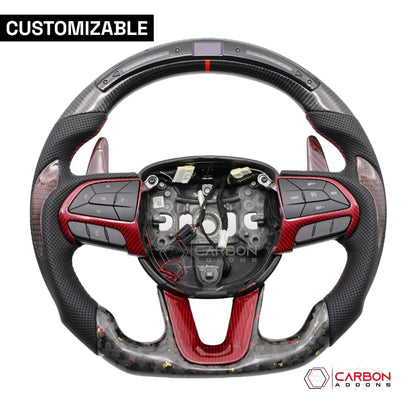 [Complete/Heated] Customizable Carbon Fiber Steering Wheel | 2015-2023 Dodge Charger Challenger Durango