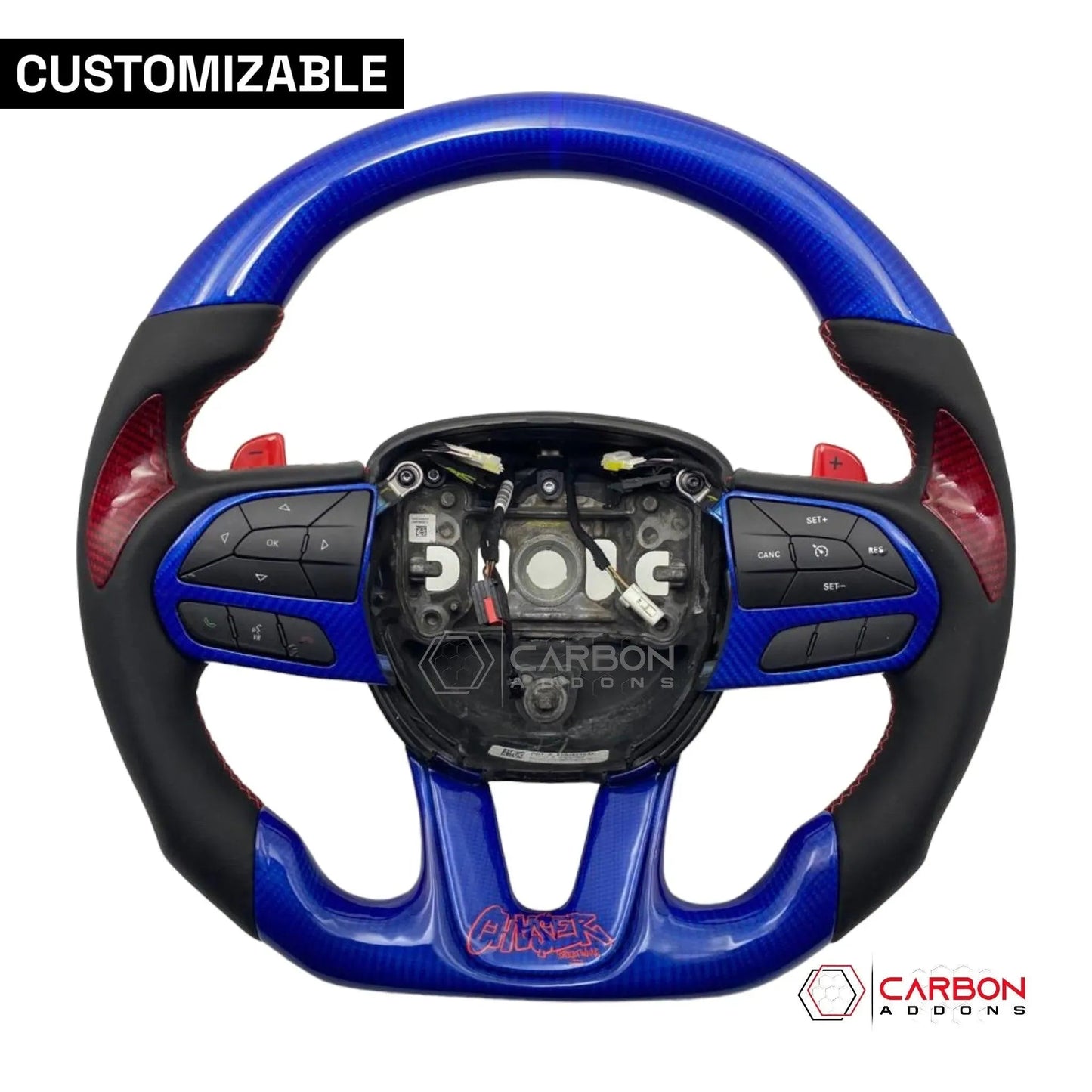 [Complete/Heated] Customizable Carbon Fiber Steering Wheel | 2015-2023 Dodge Charger Challenger Durango