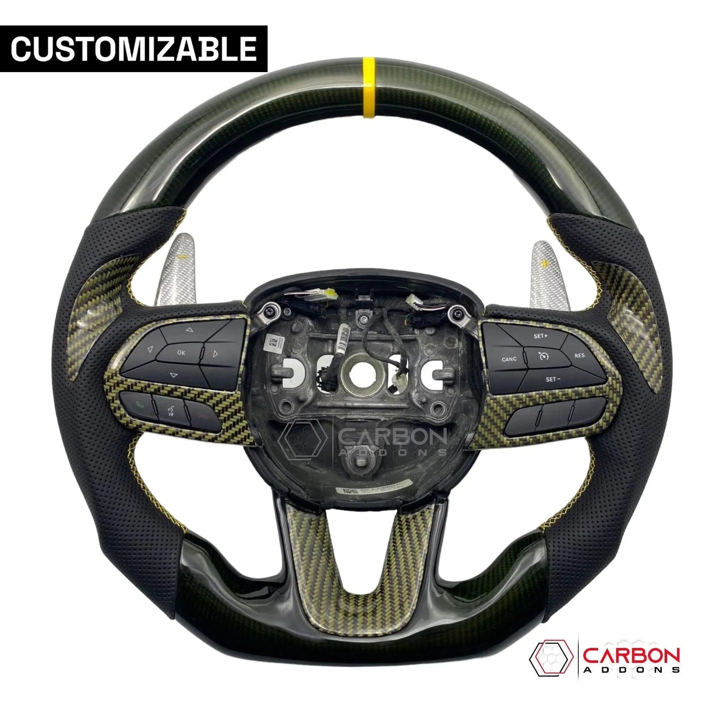 [Complete/Heated] Customizable Carbon Fiber Steering Wheel | 2015-2023 Dodge Charger Challenger Durango