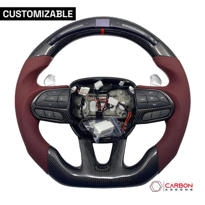 [Complete/Heated] Customizable Carbon Fiber Steering Wheel | 2015-2023 Dodge Charger Challenger Durango