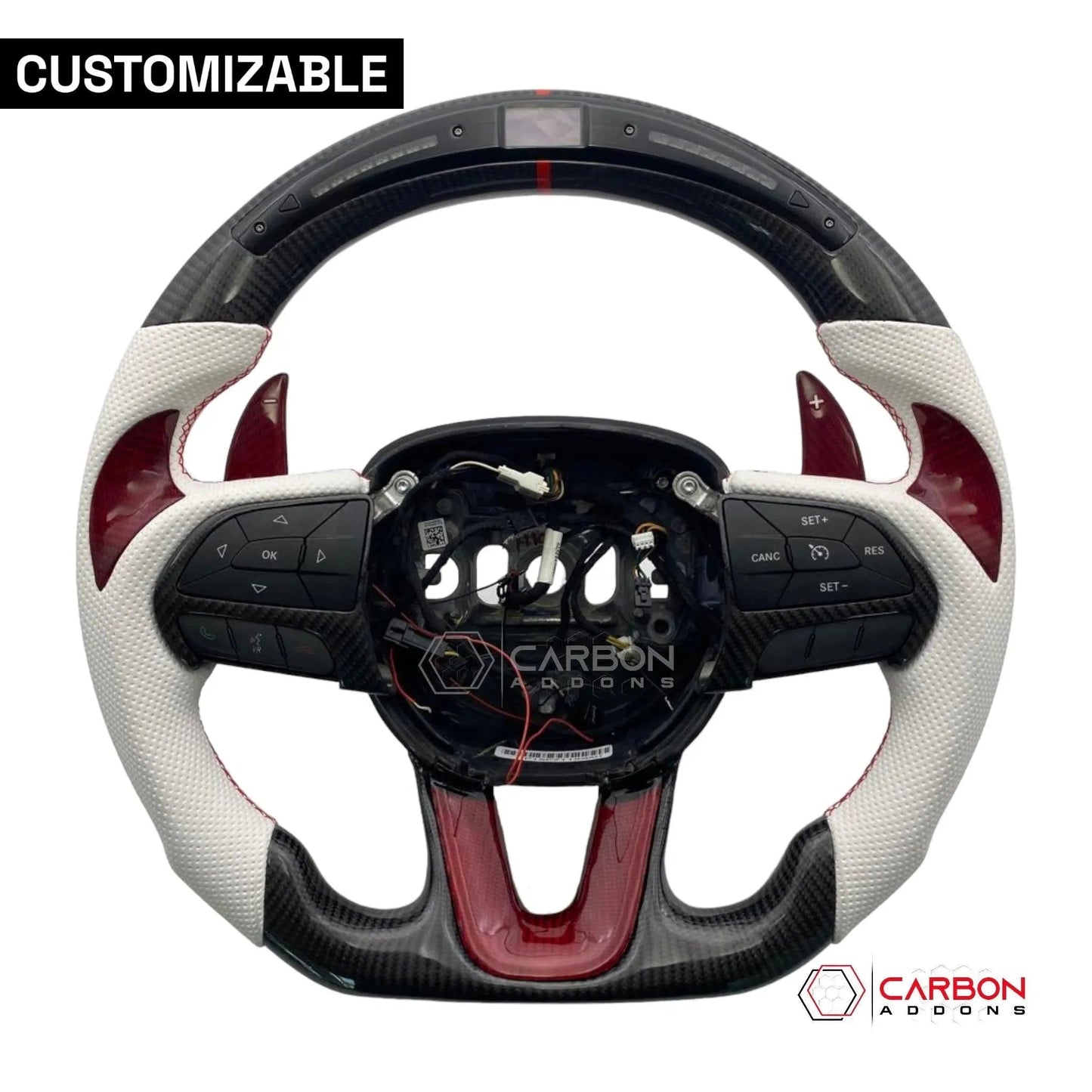 [Complete/Heated] Customizable Carbon Fiber Steering Wheel | 2015-2023 Dodge Charger Challenger Durango