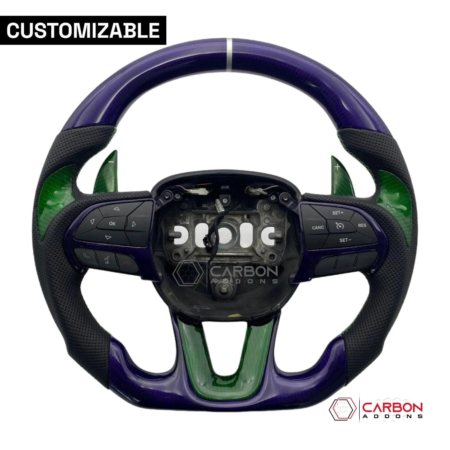 [Complete/Heated] Customizable Carbon Fiber Steering Wheel | 2015-2023 Dodge Charger Challenger Durango