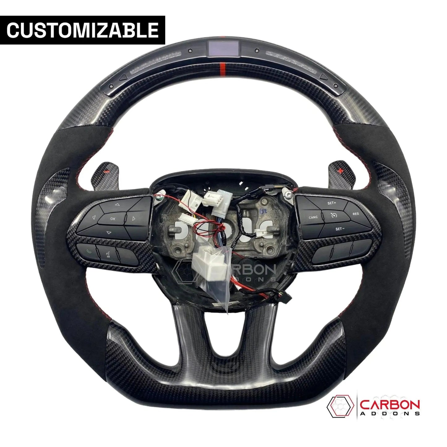 [Complete/Heated] Customizable Carbon Fiber Steering Wheel | 2015-2023 Dodge Charger Challenger Durango