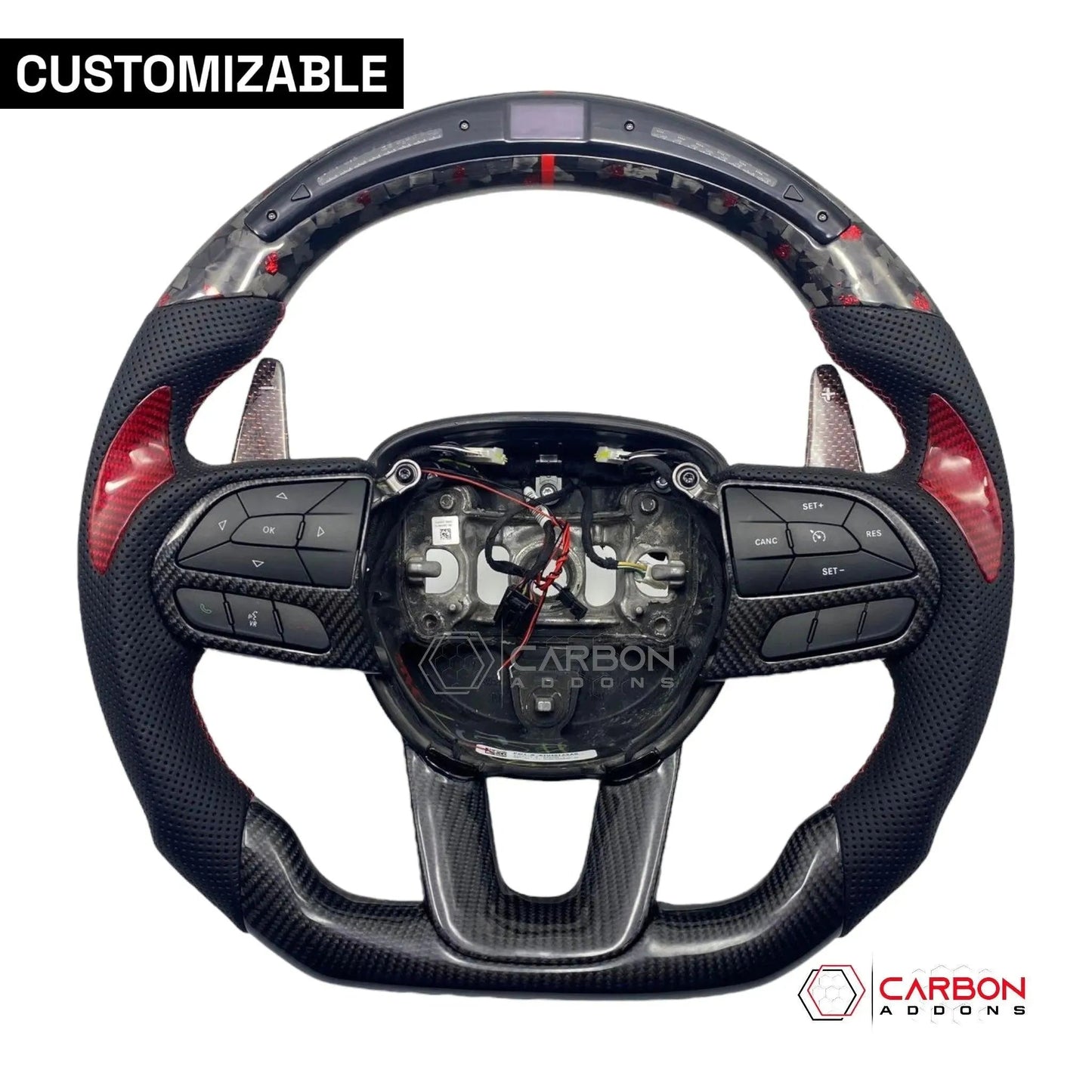 [Complete/Heated] Customizable Carbon Fiber Steering Wheel | 2015-2023 Dodge Charger Challenger Durango
