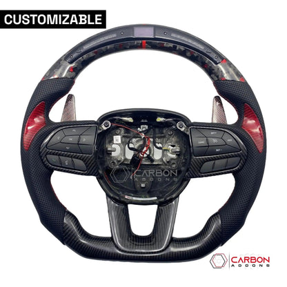 [Complete/Heated] Customizable Carbon Fiber Steering Wheel | 2015-2023 Dodge Charger Challenger Durango