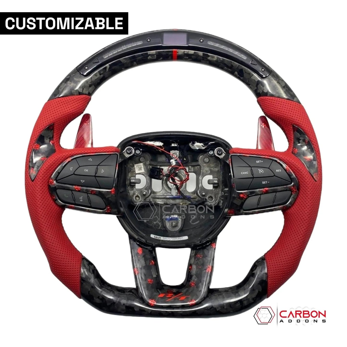[Complete/Heated] Customizable Carbon Fiber Steering Wheel | 2015-2023 Dodge Charger Challenger Durango