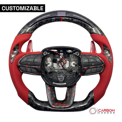 [Complete/Heated] Customizable Carbon Fiber Steering Wheel | 2015-2023 Dodge Charger Challenger Durango