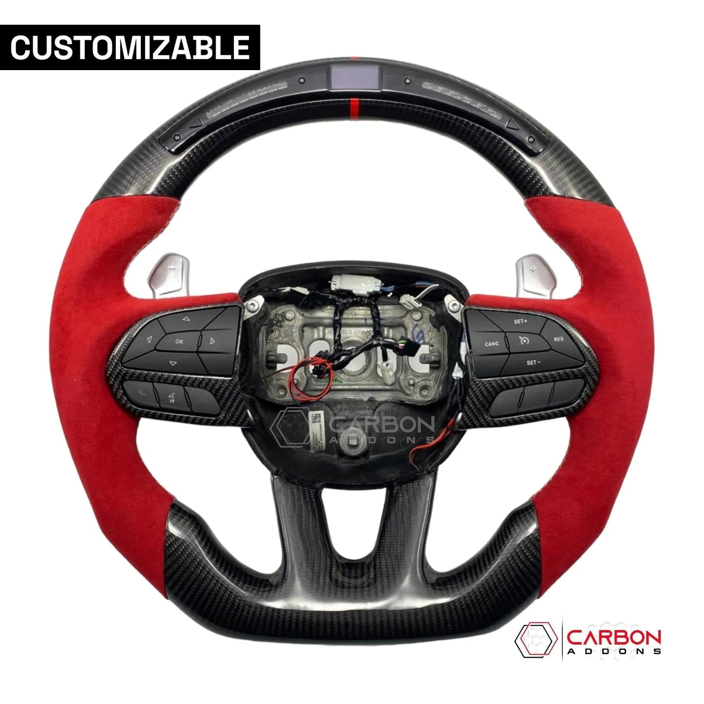 [Complete/Heated] Customizable Carbon Fiber Steering Wheel | 2015-2023 Dodge Charger Challenger Durango