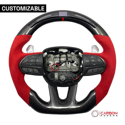 [Complete/Heated] Customizable Carbon Fiber Steering Wheel | 2015-2023 Dodge Charger Challenger Durango