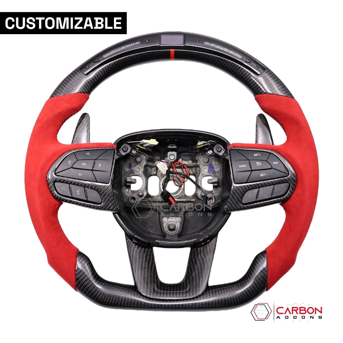 [Complete/Heated] Customizable Carbon Fiber Steering Wheel | 2015-2023 Dodge Charger Challenger Durango