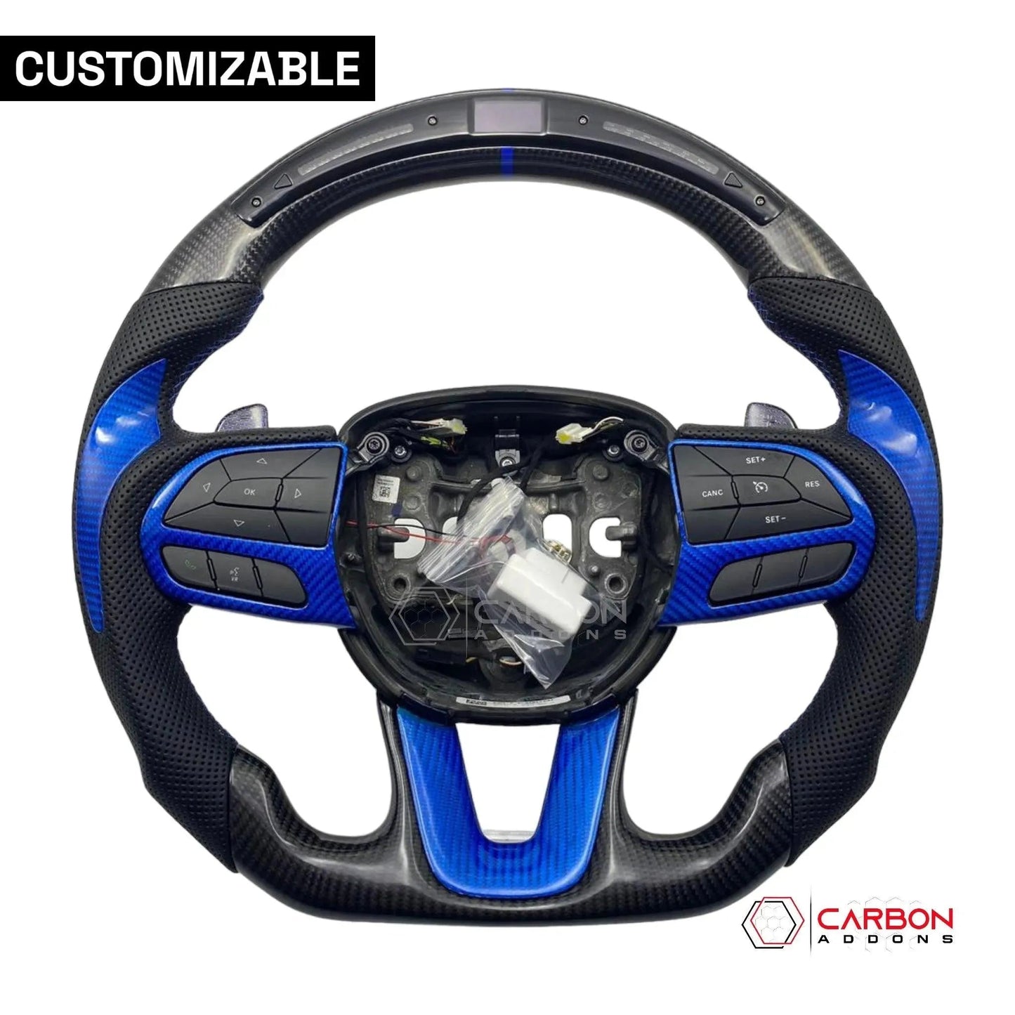 [Complete/Heated] Customizable Carbon Fiber Steering Wheel | 2015-2023 Dodge Charger Challenger Durango