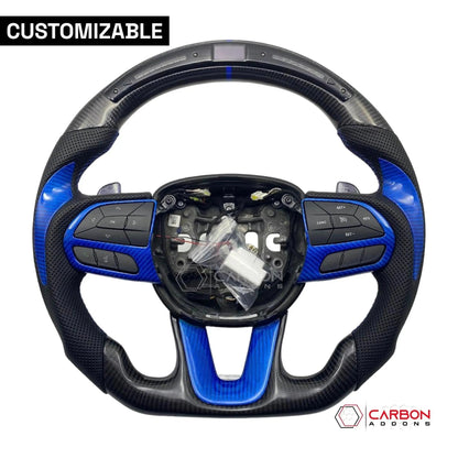 [Complete/Heated] Customizable Carbon Fiber Steering Wheel | 2015-2023 Dodge Charger Challenger Durango