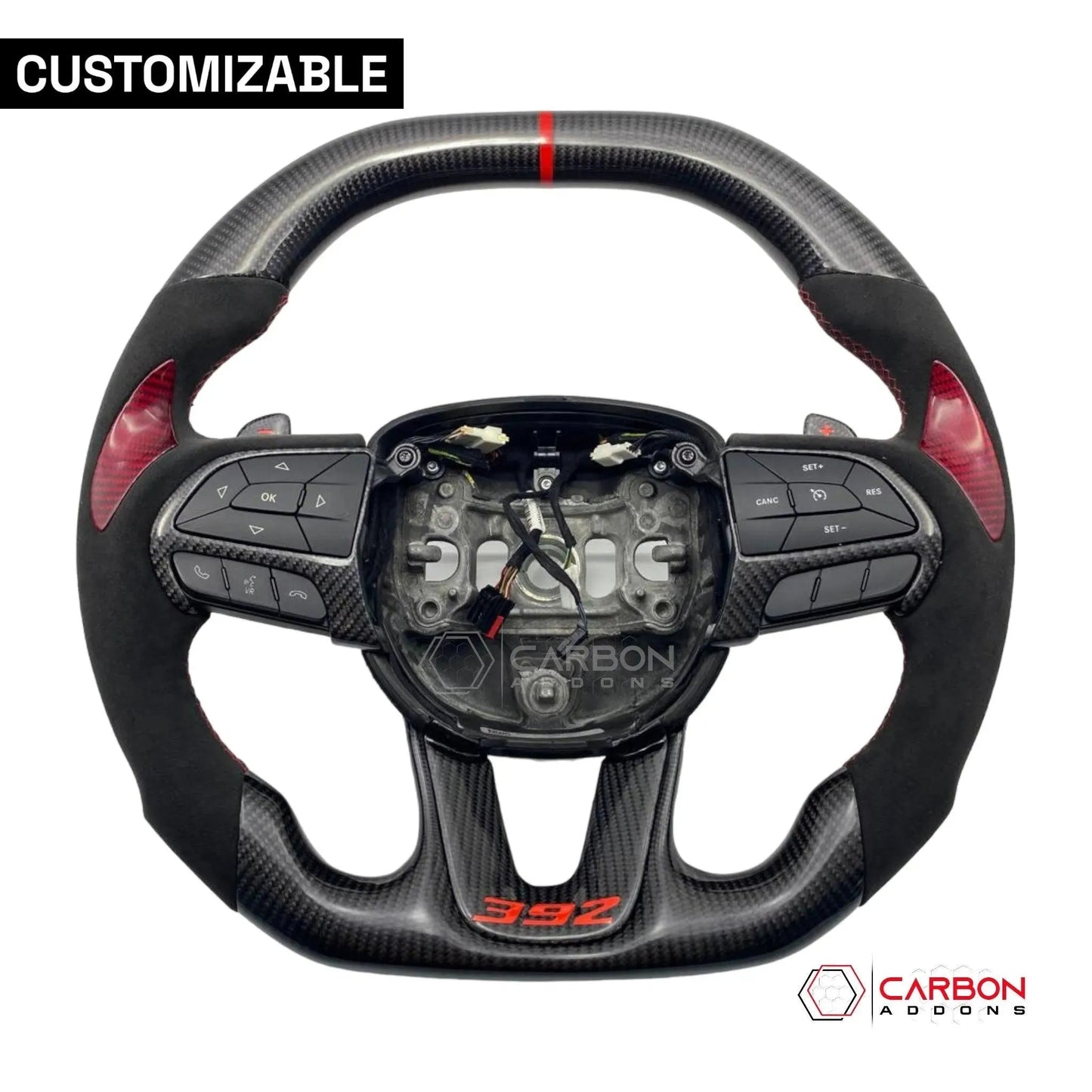[Complete/Heated] Customizable Carbon Fiber Steering Wheel | 2015-2023 Dodge Charger Challenger Durango