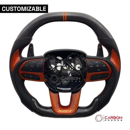 [Complete/Heated] Customizable Carbon Fiber Steering Wheel | 2015-2023 Dodge Charger Challenger Durango