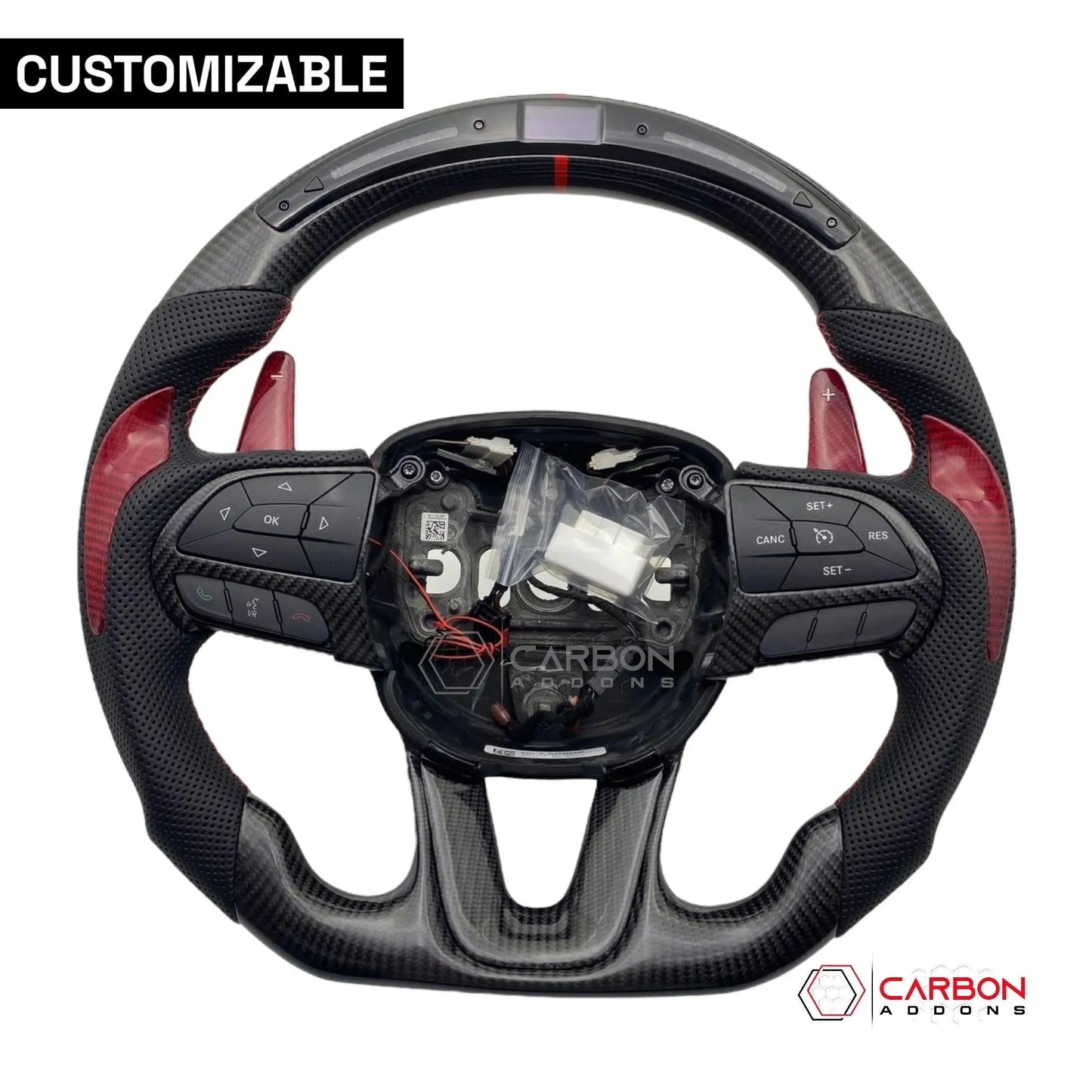 [Complete/Heated] Customizable Carbon Fiber Steering Wheel | 2015-2023 Dodge Charger Challenger Durango