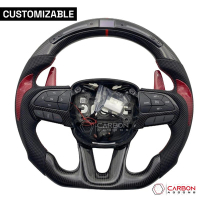 [Complete/Heated] Customizable Carbon Fiber Steering Wheel | 2015-2023 Dodge Charger Challenger Durango