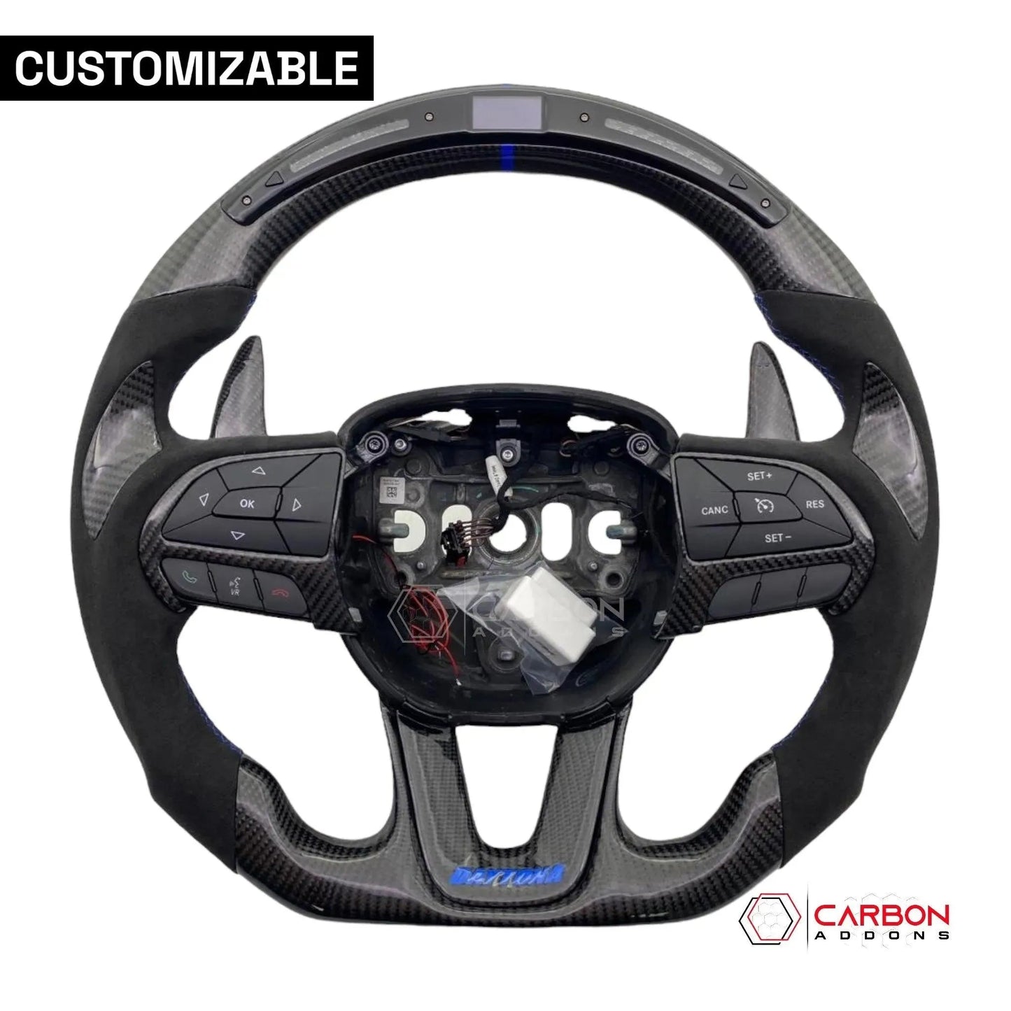 [Complete/Heated] Customizable Carbon Fiber Steering Wheel | 2015-2023 Dodge Charger Challenger Durango