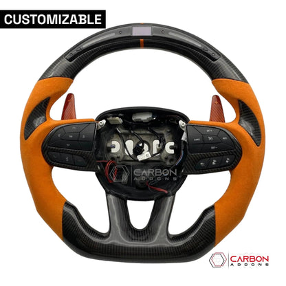 [Complete/Heated] Customizable Carbon Fiber Steering Wheel | 2015-2023 Dodge Charger Challenger Durango