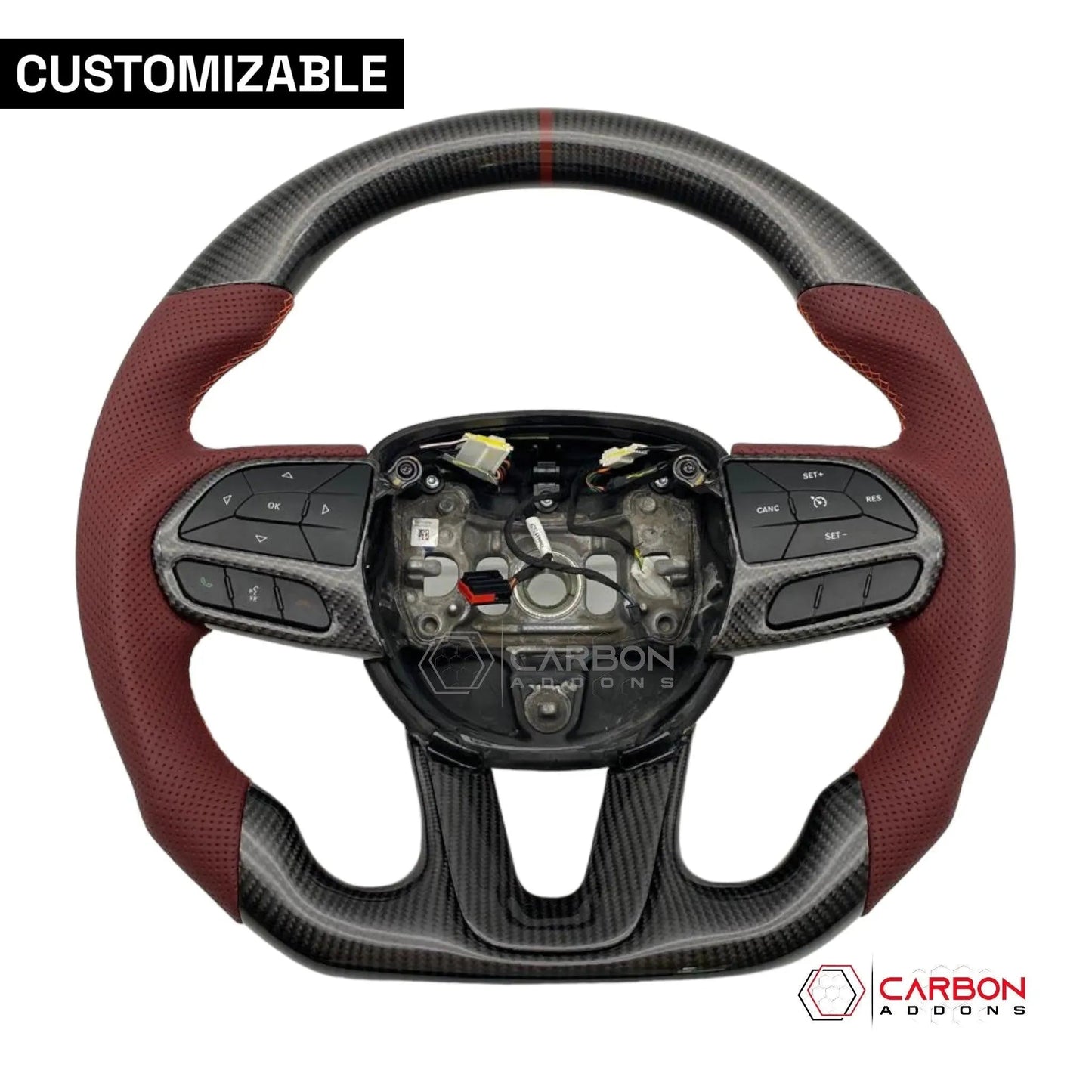 [Complete/Heated] Customizable Carbon Fiber Steering Wheel | 2015-2023 Dodge Charger Challenger Durango